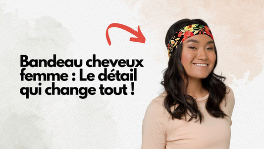 Femme élégante portant un bandeau cheveux femme coloré façon années 60, de profil, illustrant le détail stylé qui transforme une coiffure simple.